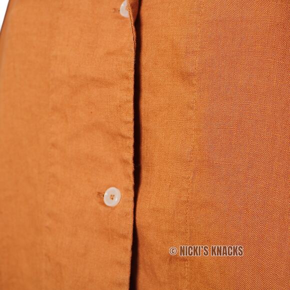 Quince Short Sleeve 100% Linen Button Down Short Sleeve Shirt Terraotta Size L - Picture 3 of 9